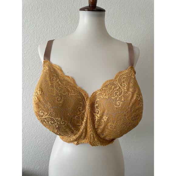 Third Love Bra Lingerie 24/7 Lace Balconette Intimates Yellow Tan - Picture 1 of 12